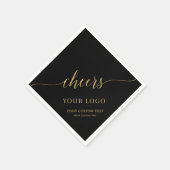 Cheers | Gold & Black Business Logo Aangepaste tek Servet (Hoek)