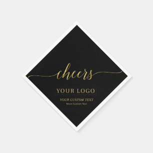 Cheers   Gold & Black Business Logo Aangepaste tek Servet
