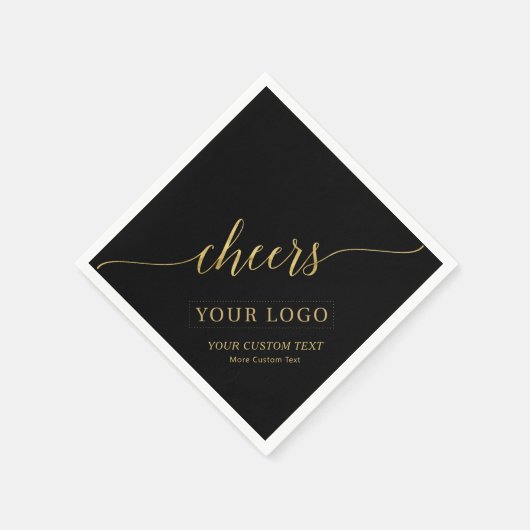 Cheers | Gold & Black Business Logo Aangepaste tek Servet (Hoek)