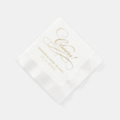 Cheers Gold Calligraphy Custom Wedding Servetten (Hoek)