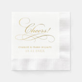 Cheers Gold Calligraphy Custom Wedding Servetten (Voorkant)