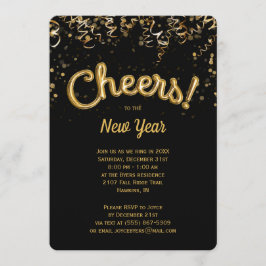 Cheers! Gold Foil Ballon Nieuwjaarsavond Kaart