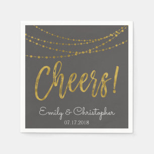 Cheers Gold Folie String Lights en Charcoal Grey Servet