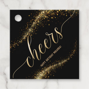 Cheers Gold Glitter Birthday  Bedankjes Labels