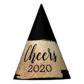 Cheers Gold Glitter Party Pet Feesthoedjes (Voorkant)