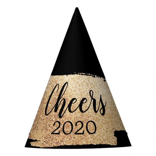 Cheers Gold Glitter Party Pet Feesthoedjes (Voorkant)
