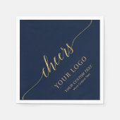 Cheers | Gold & Navy Business Logo Aangepaste teks Servet (Voorkant)