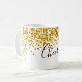 Cheers Gold Polka Dot Confetti Coffee Mok (Voorkant links)
