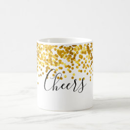 Cheers Gold Polka Dot Confetti Coffee Mok
