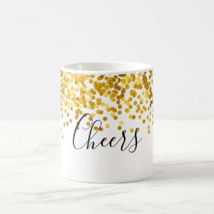 Cheers Gold Polka Dot Confetti Coffee Mok