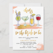Cheers Gold Script Drink Blush Vrijgezellenfeest Kaart (Voorkant)