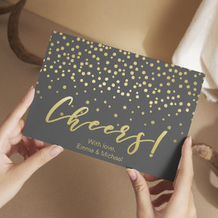 Cheers - Gold Script en Confetti Briefkaart
