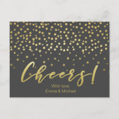 Cheers - Gold Script en Confetti Briefkaart (Voorkant)