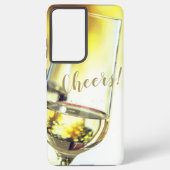Cheers Golden Bokeh White Wine Glass Samsung Galaxy Hoesje (Achterkant)