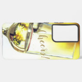 Cheers Golden Bokeh White Wine Glass Samsung Galaxy Hoesje (Linkerkant)
