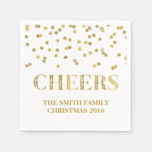 Cheers Gouden Glitter Confetti Kerst Servet