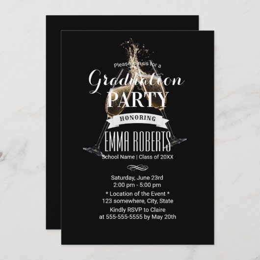 Cheers Graduation Party Champagne Toast Kaart (Voorkant / Achterkant)