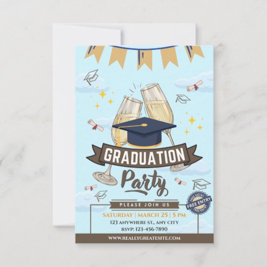 Cheers Graduation Party Class of 2026 Invitation Kaart (Voorkant)