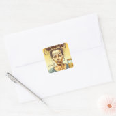 Cheers | Grappige dame met een tapbier Vierkante Sticker (Envelop)