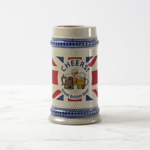Cheers GREAT BRITAIN Custom Cartoon Union Jack Bierpul