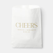 Cheers Groovy Gold Typography Custom Wedding Bedankzakje (Voorkant)
