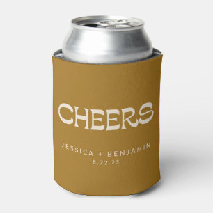 Cheers Groovy Gold Typography Names Wedding Blikjeskoeler