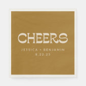Cheers Groovy Gold Typography Names Wedding Servet (Voorkant)