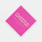 Cheers Groovy Hot Pink Typography Names Wedding Servet (Hoek)