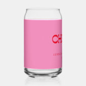 Cheers Groovy Pink Red Typography Names Wedding Blikvorm Glas (Rechts)