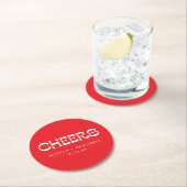 Cheers Groovy Red White Typography Names Wedding  Ronde Kartonnen Onderzetter (Insitu)