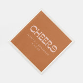 Cheers Groovy Terracotta Typography Names Wedding Servet (Hoek)