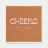 Cheers Groovy Terracotta Typography Names Wedding Servet (Voorkant)