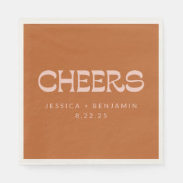 Cheers Groovy Terracotta Typography Names Wedding Servet