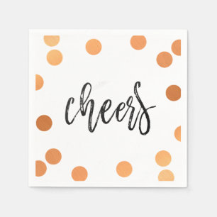 CHEERS HAND GELETTERD SCRIPT zwart koper confetti Servetten
