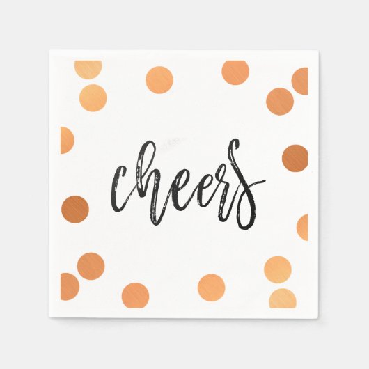 CHEERS HAND GELETTERD SCRIPT zwart koper confetti Servetten (Voorkant)