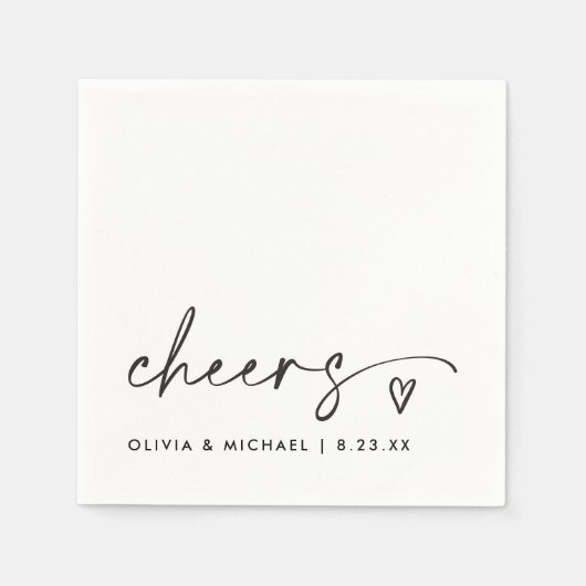 Cheers Handwriting & Heart Fun Wedding Servet (Voorkant)