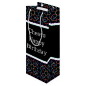 Cheers Happy Birthday Theme Wijn Cadeautas (Achterkant Gekanteld)