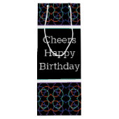 Cheers Happy Birthday Theme Wijn Cadeautas (Achterkant)