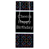 Cheers Happy Birthday Theme Wijn Cadeautas (Voorkant)
