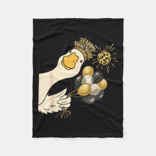 Cheers Happy New Year 2026 Goose With Balloon Disc Fleece Deken (Voorkant)