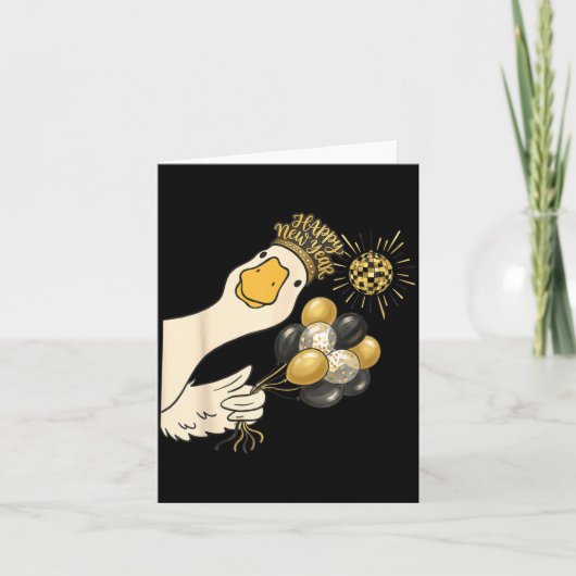 Cheers Happy New Year 2026 Goose With Balloon Disc Kaart (Voorkant)