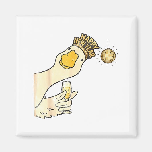 Cheers Happy New Year 2026 Goose With Champagne Di Magneet (Voorkant)