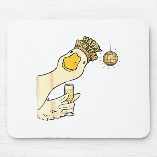 Cheers Happy New Year 2026 Goose With Champagne Di Muismat (Voorkant)