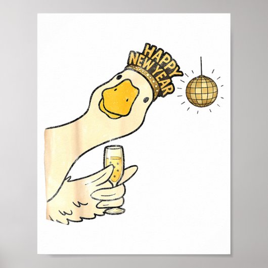 Cheers Happy New Year 2026 Goose With Champagne Di Poster (Voorkant)