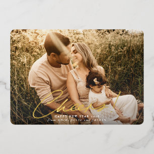 Cheers! Happy New Year-foto Folie Feestdagenkaart