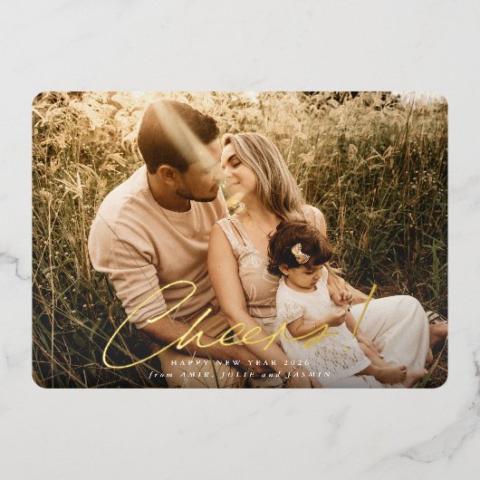 Cheers! Happy New Year-foto Folie Feestdagenkaart (Voorkant)