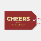 Cheers Holiday Gift Label Cadeaulabel (Voorkant (Horizontaal))