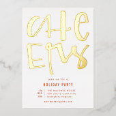 Cheers Holiday Party Gold Foil Uitnodiging (Voorkant)