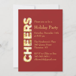 Cheers Holiday Party Invitation Kaart