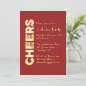 Cheers Holiday Party Invitation Kaart (Staand voorkant)